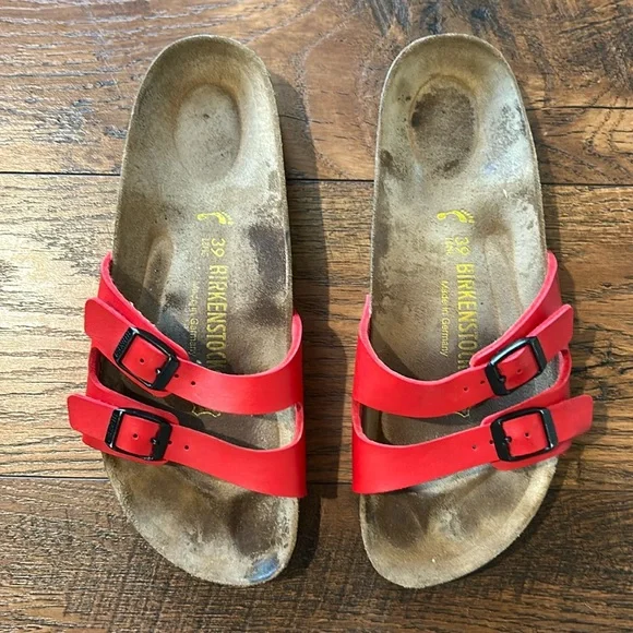 Birkenstock Red Double Strap Sandals - Picture 2 of 8